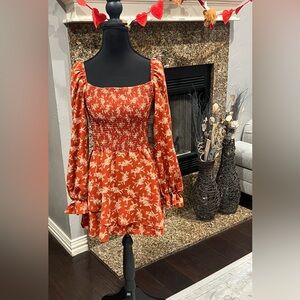 Altar'd State Burnt Orange Floral Romper Medium